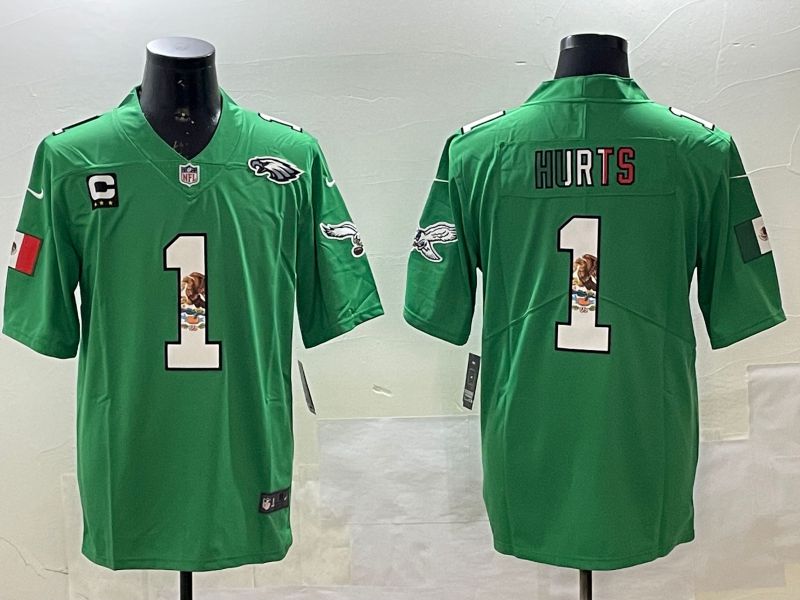 Men Philadelphia Eagles #1 Hurts Green three generations 2025 Nike Vapor Limited NFL Jersey style 24->philadelphia eagles->NFL Jersey